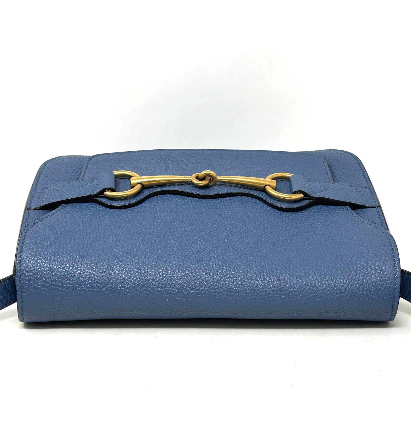 Gucci Bright Brit Blue Grained Leather Shoulder Bag