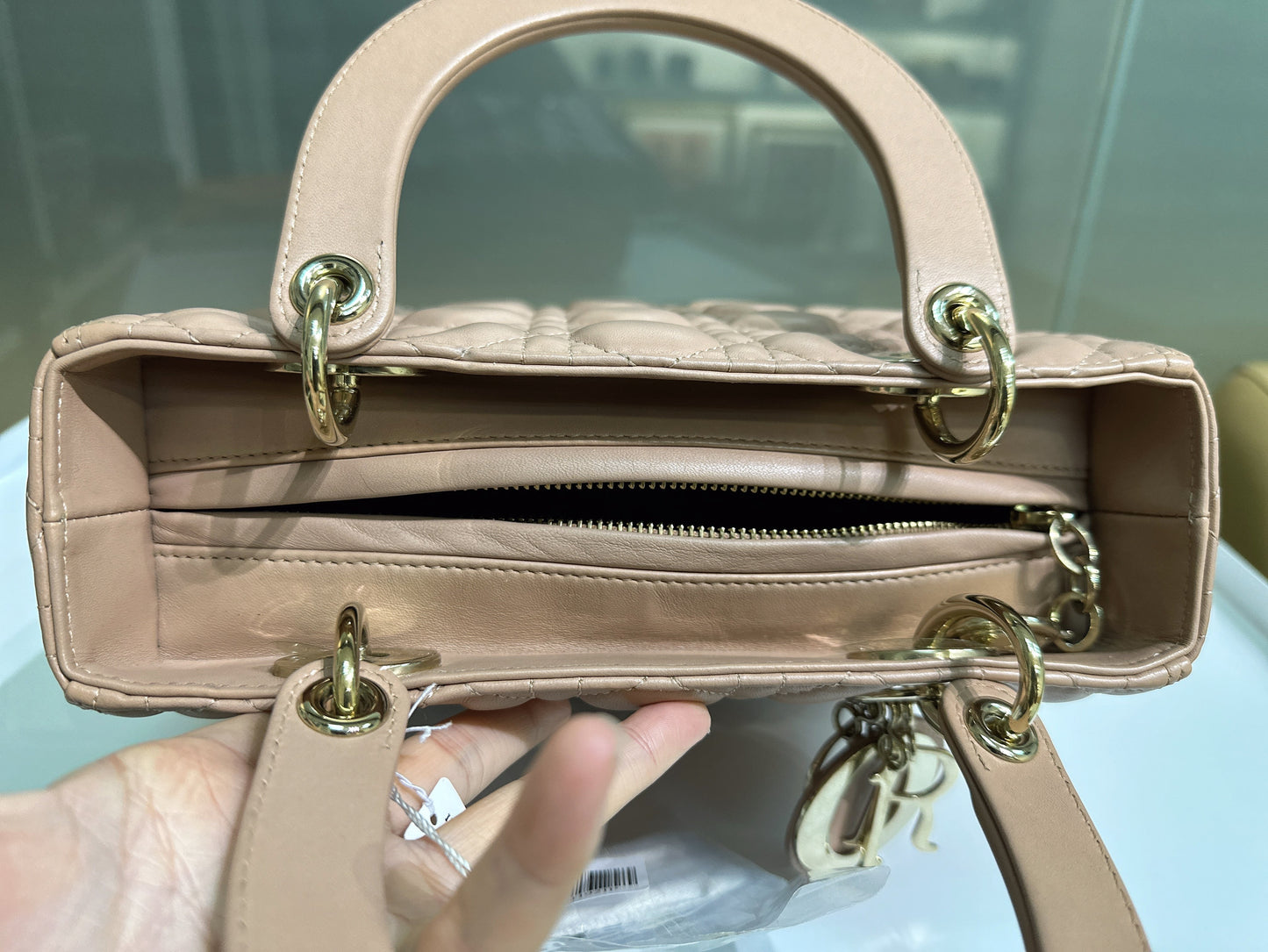 Medium Lady Dior Bag Milk Cannage Lambskin