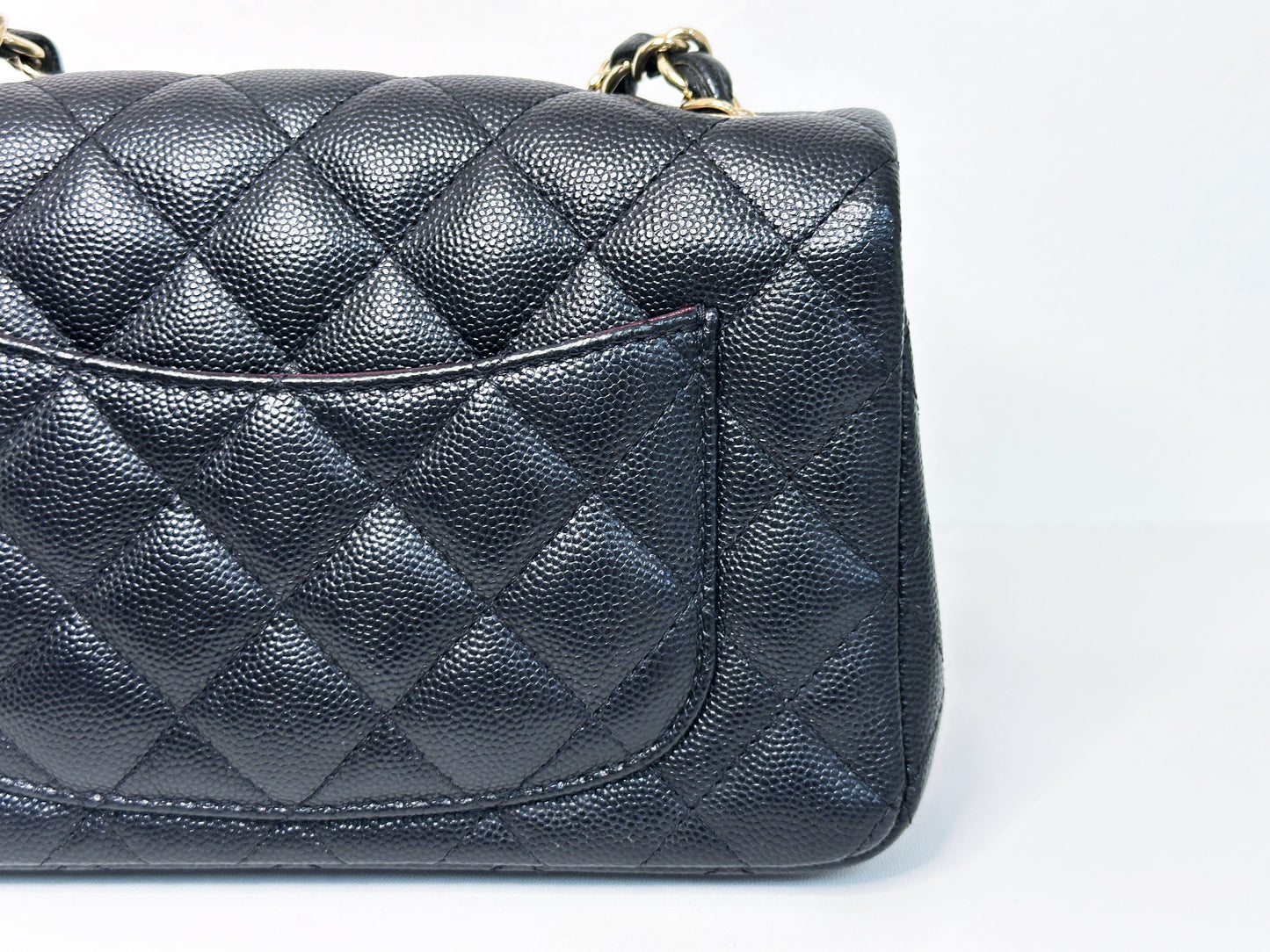 Chanel Caviar Quilted Mini Rectangular Flap black GHW 2449 holo card