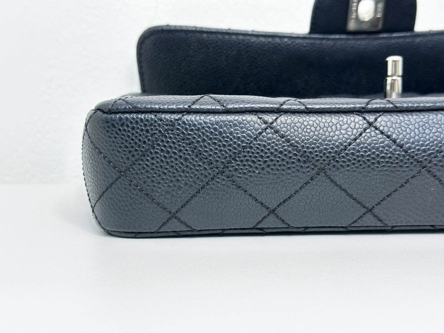 Chanel Caviar East West Flap Bag Black SHW 1131 holo card