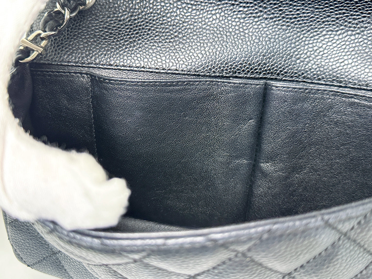 Chanel Caviar East West Flap Bag Black SHW 1131 holo card
