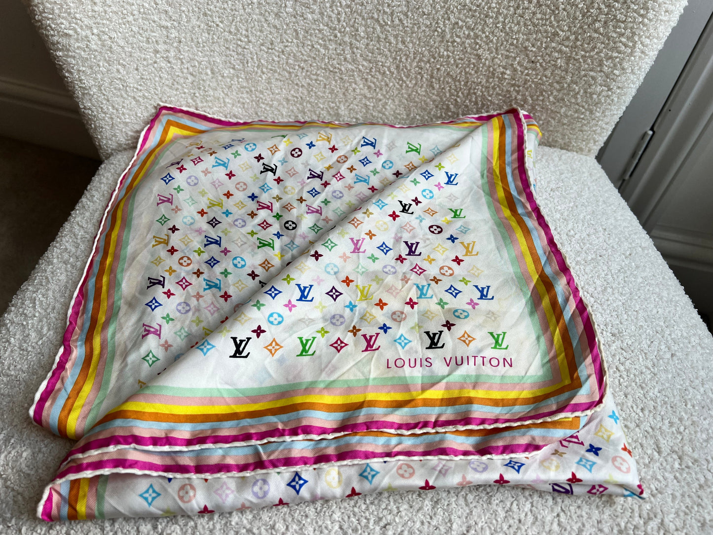 Louis Vuitton x Takashi Murakami Monogram Multicolor Silk Square 90