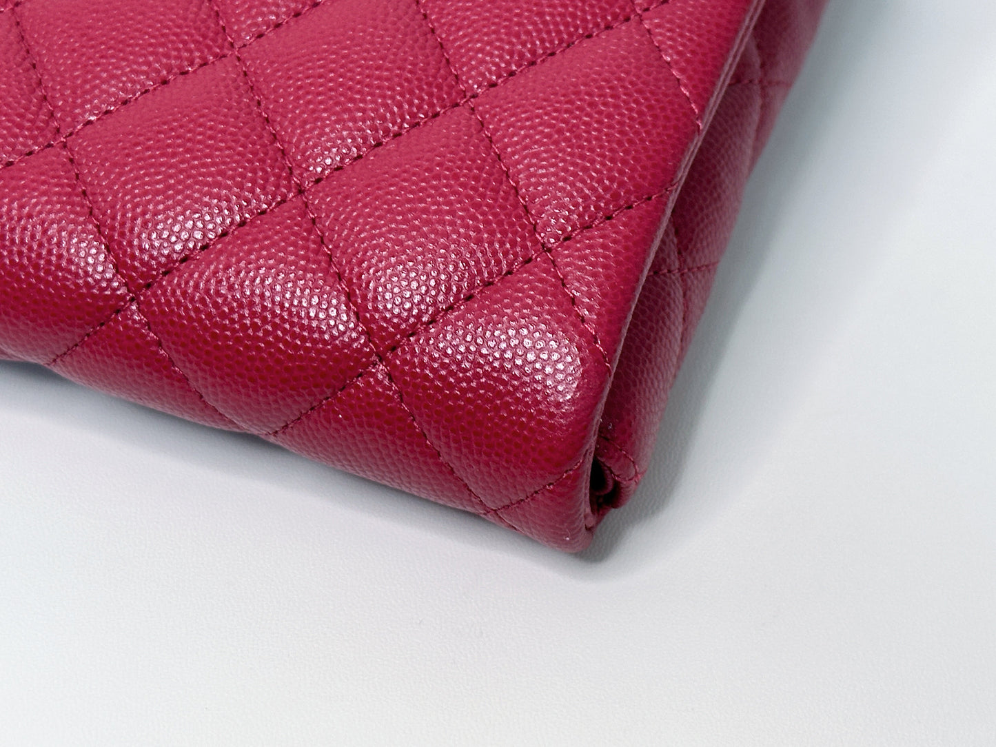 Chanel Flap Clutch Bag Red Caviar SHW 2645 holo card