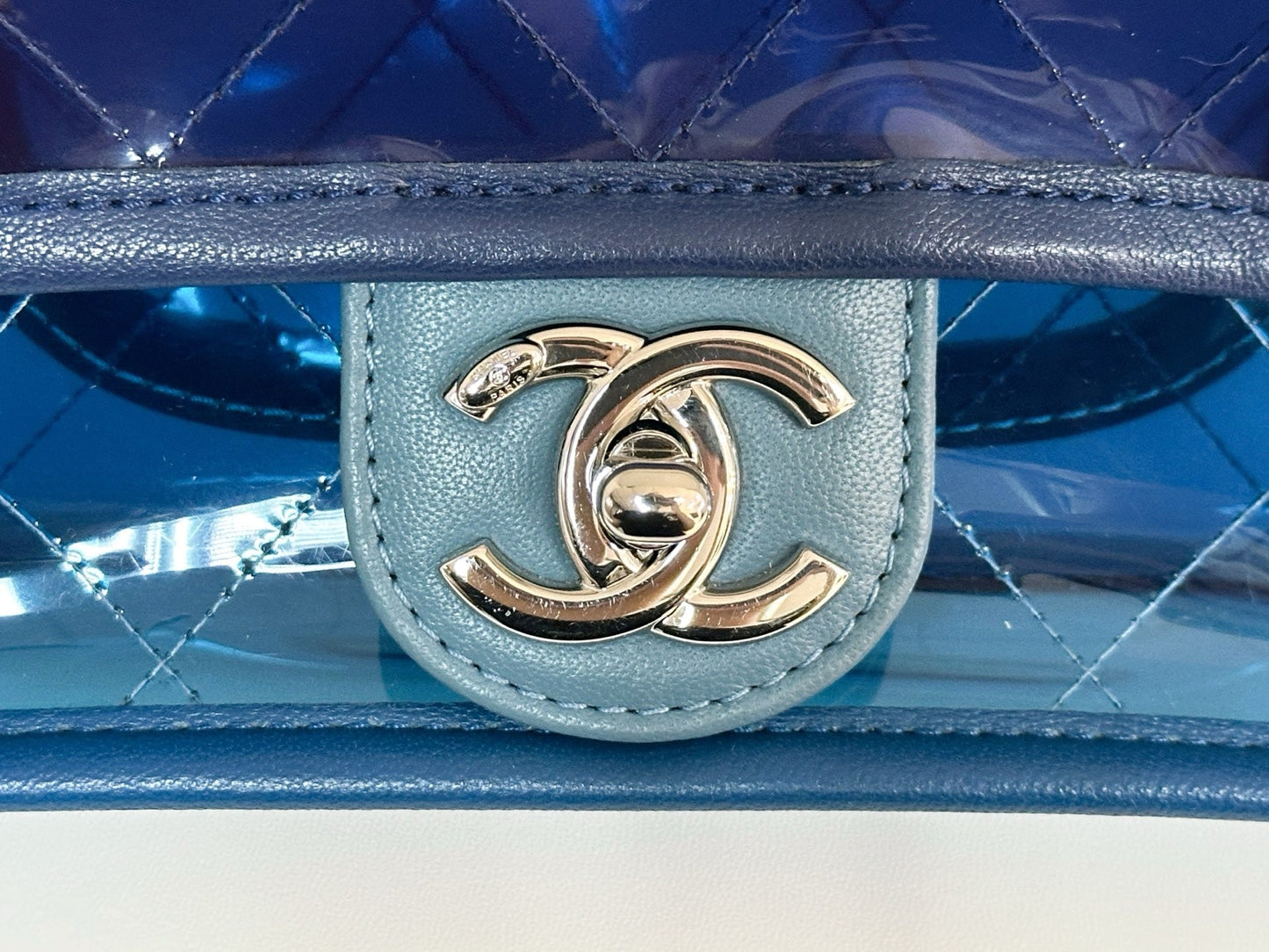 Chanel Blue Coco Splash PVC Small Flap Bag holo 2569