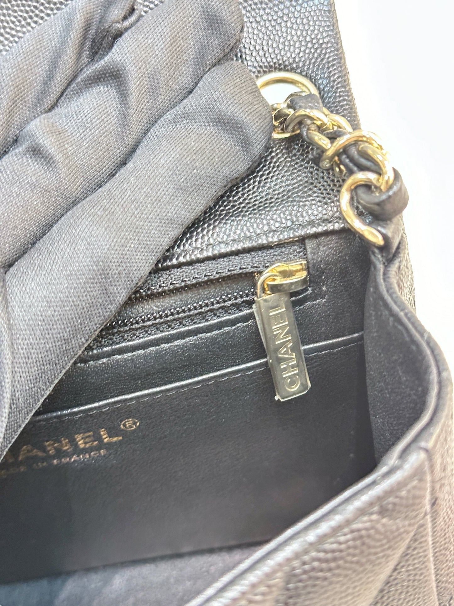Chanel Black Mini Square Caviar Flap Bag Gold Hardware