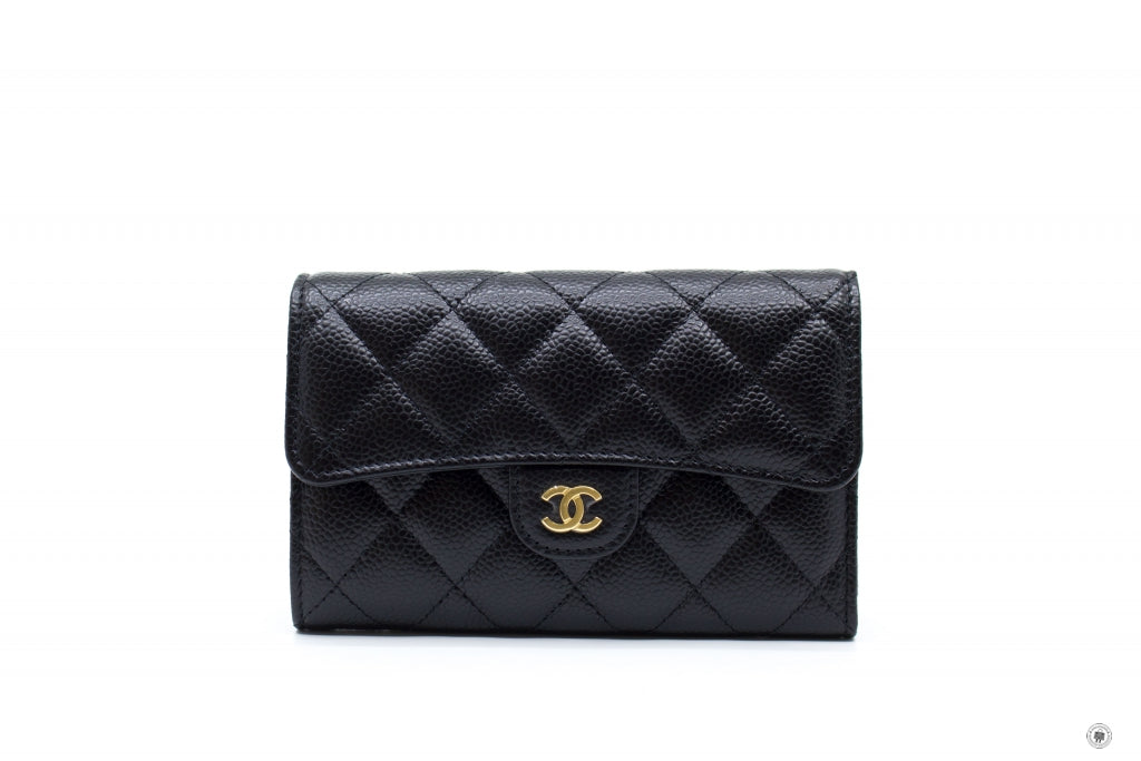 Chanel AP0232Y01864 Classic Flap Wallet Black / C3906 Caviar Short Wallet Ghw