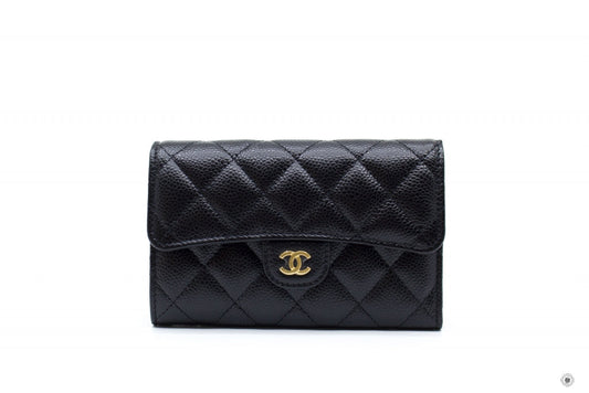 Chanel AP0232Y01864 Classic Flap Wallet Black / C3906 Caviar Short Wallet Ghw