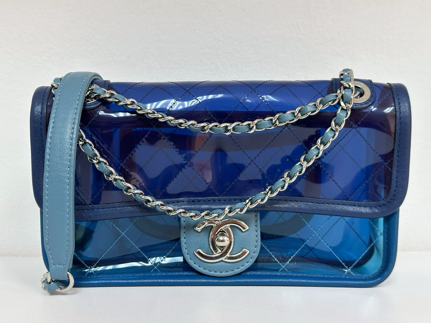 Chanel Blue Coco Splash PVC Small Flap Bag holo 2569