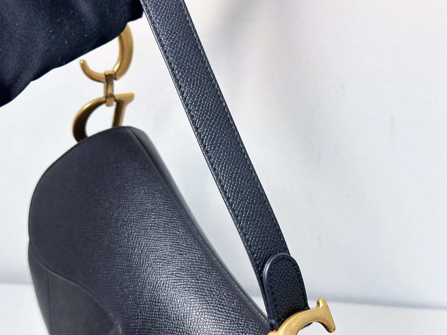 Christian Dior Saddle Bag with Strap Golden Saddle Black Calfskin 2022 year