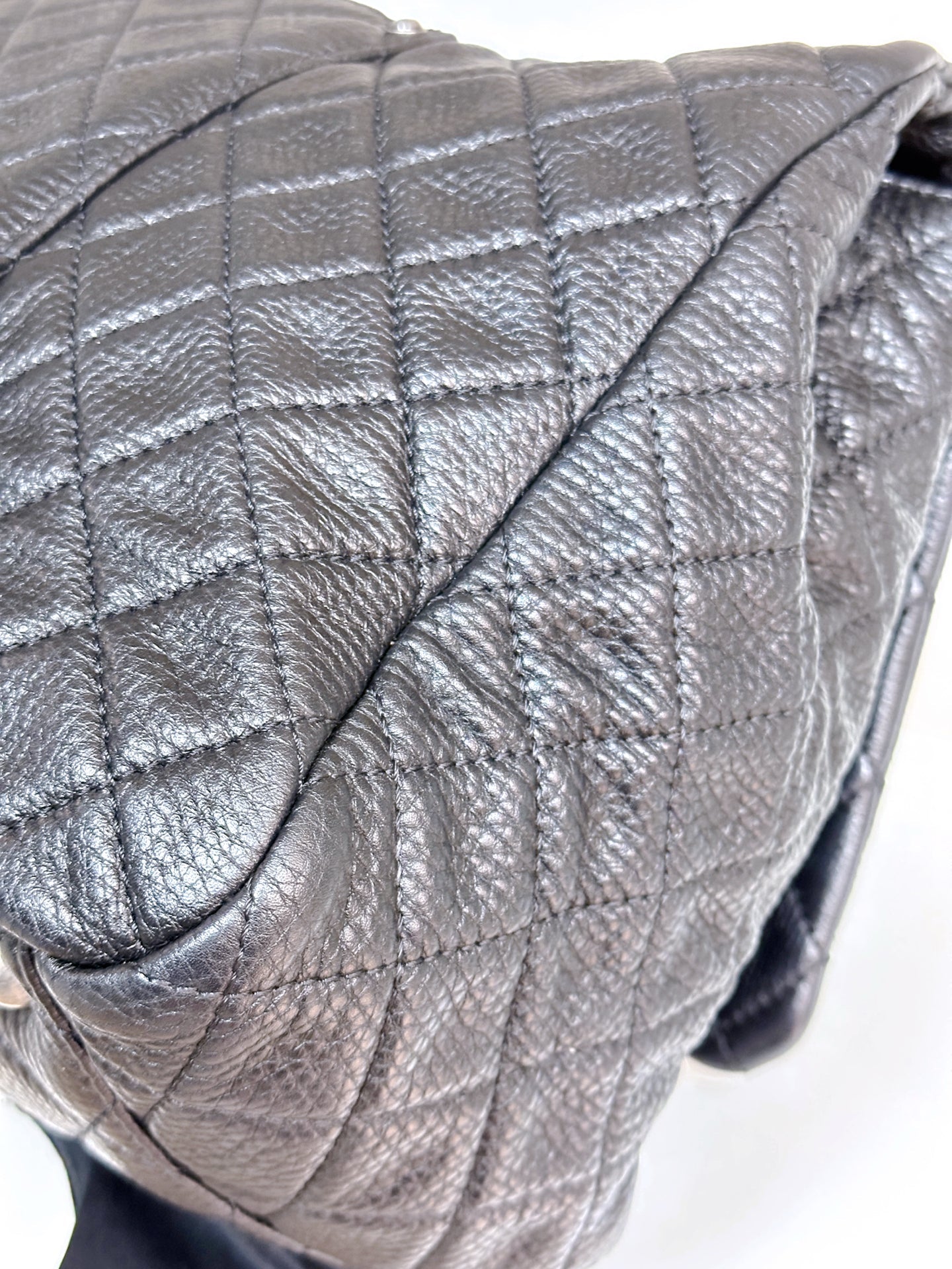 Chanel Calfskin Quilted XXL Travel Flap Bag Black 3038 holo card