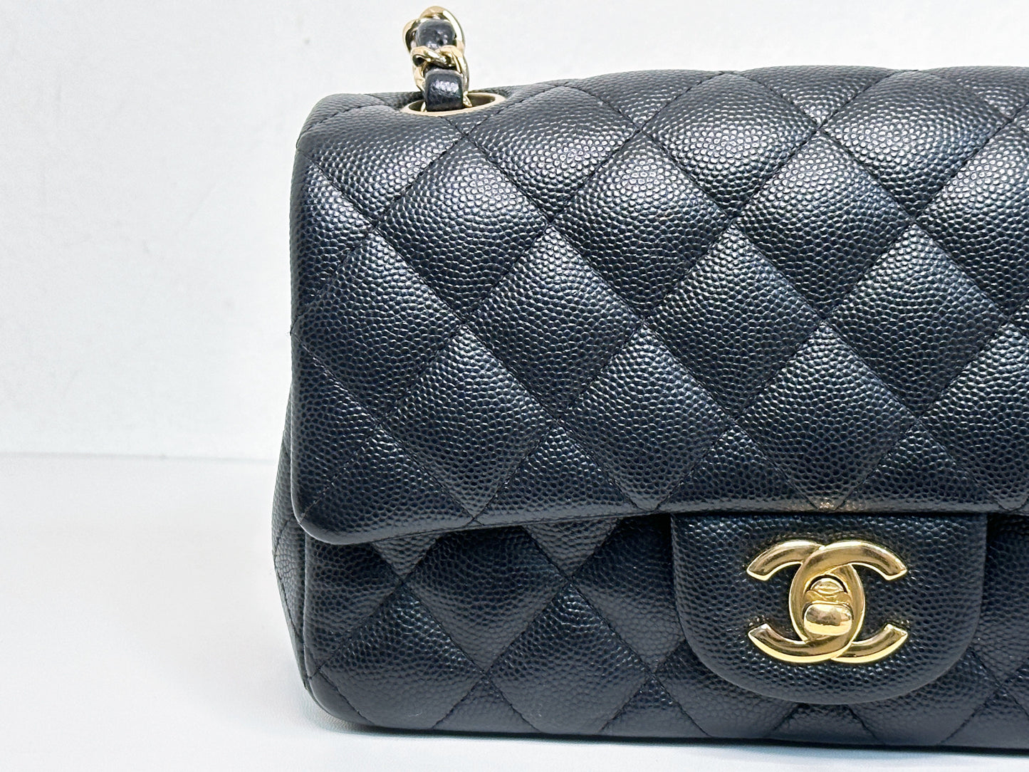 Chanel Caviar Quilted Mini Rectangular Flap black GHW 2449 holo card