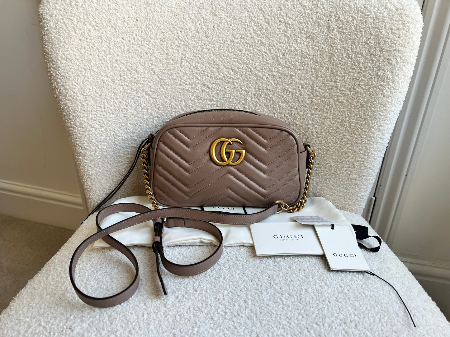 Gucci GG Marmont Dusty Pink Small Shoulder Bag (RRP £1440)