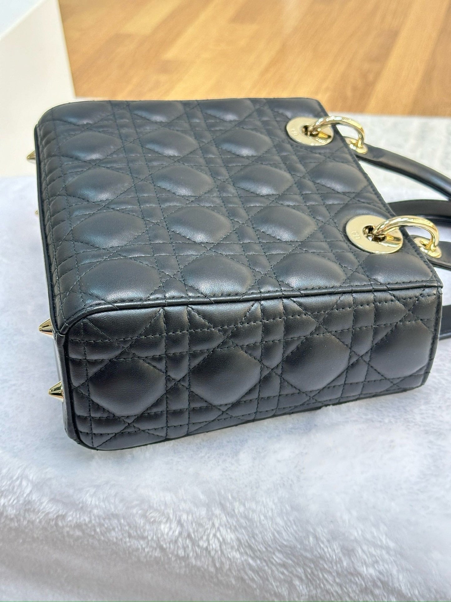 Christian Dior Small Cannage Lambskin My Lady Dior ABC Bag Black GHW