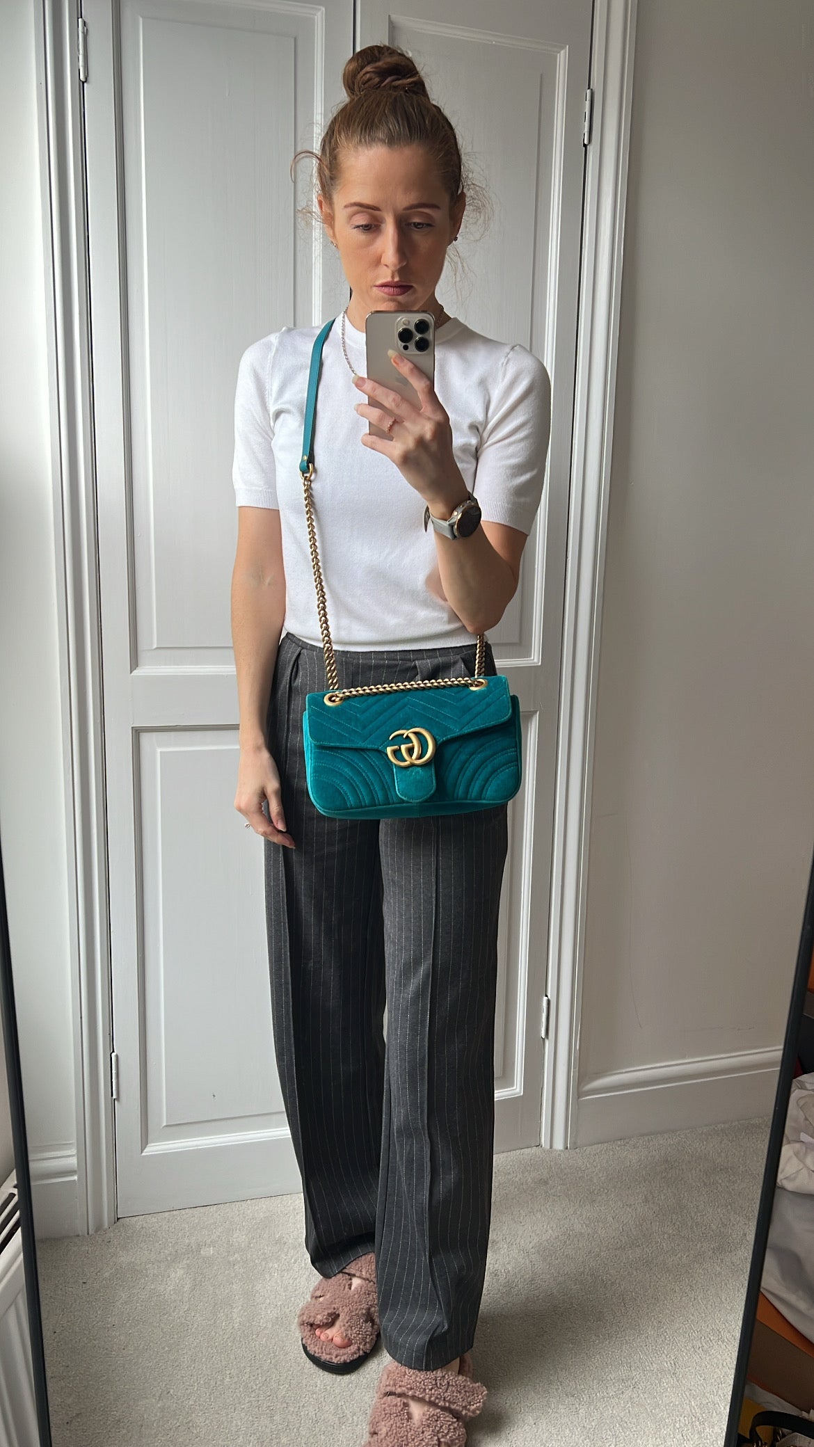 Gucci GG Teal Velvet Marmont Small Shoulder Bag (RRP £1490)