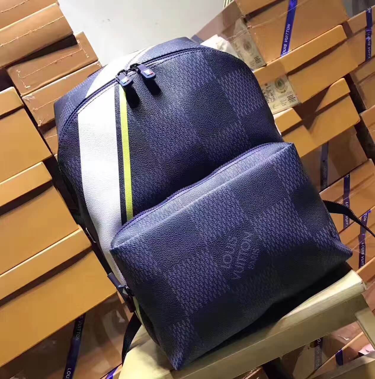 Louis Vuitton Apollo Backpack Damier Cobalt Canvas Yellow