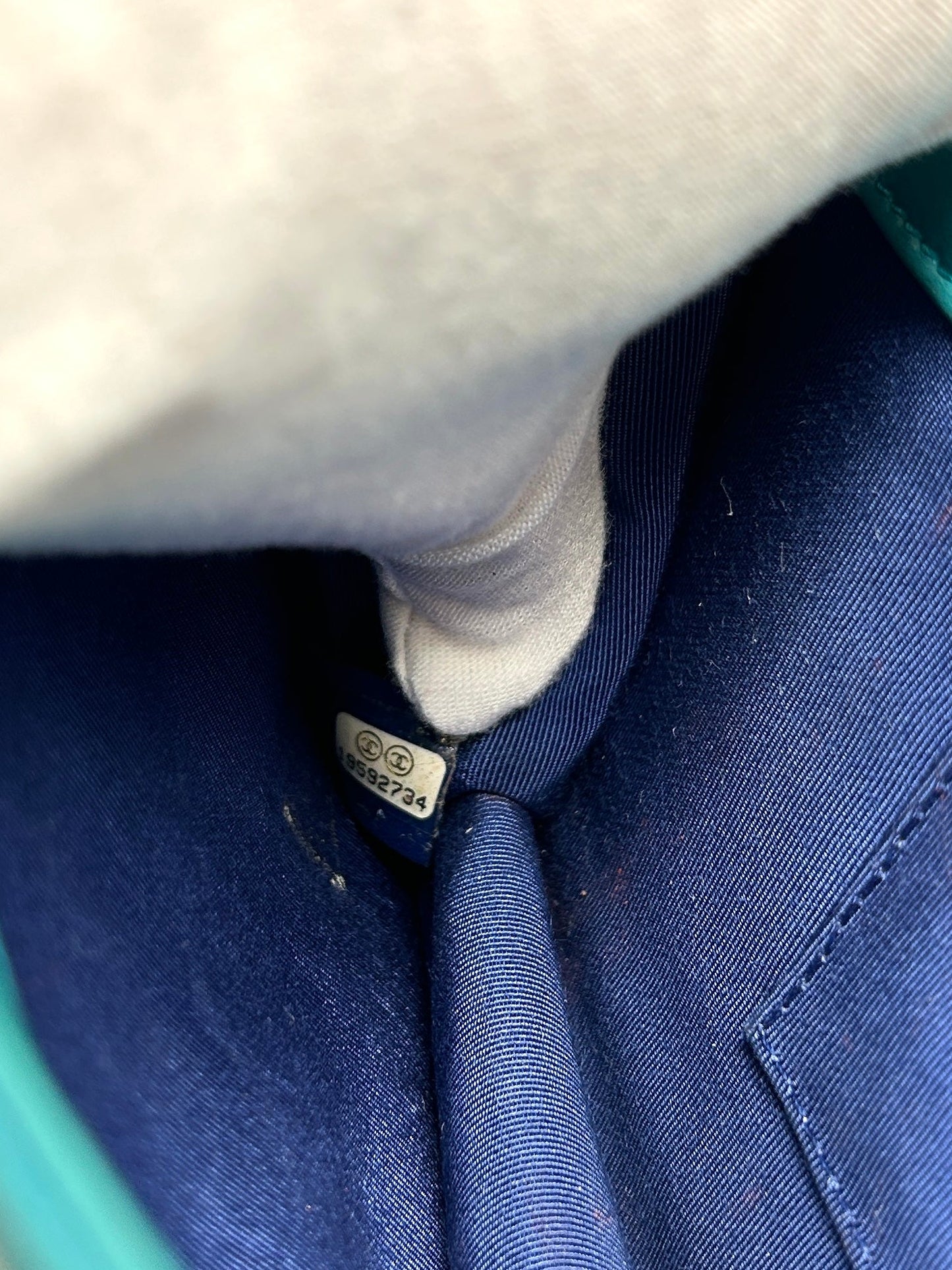 Pre-loved Chanel Lego Boy Brick Turquoise Crossbody Flap Bag