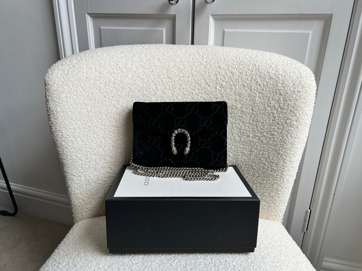 Gucci Black Velvet Dionysus Mini Chain Bag