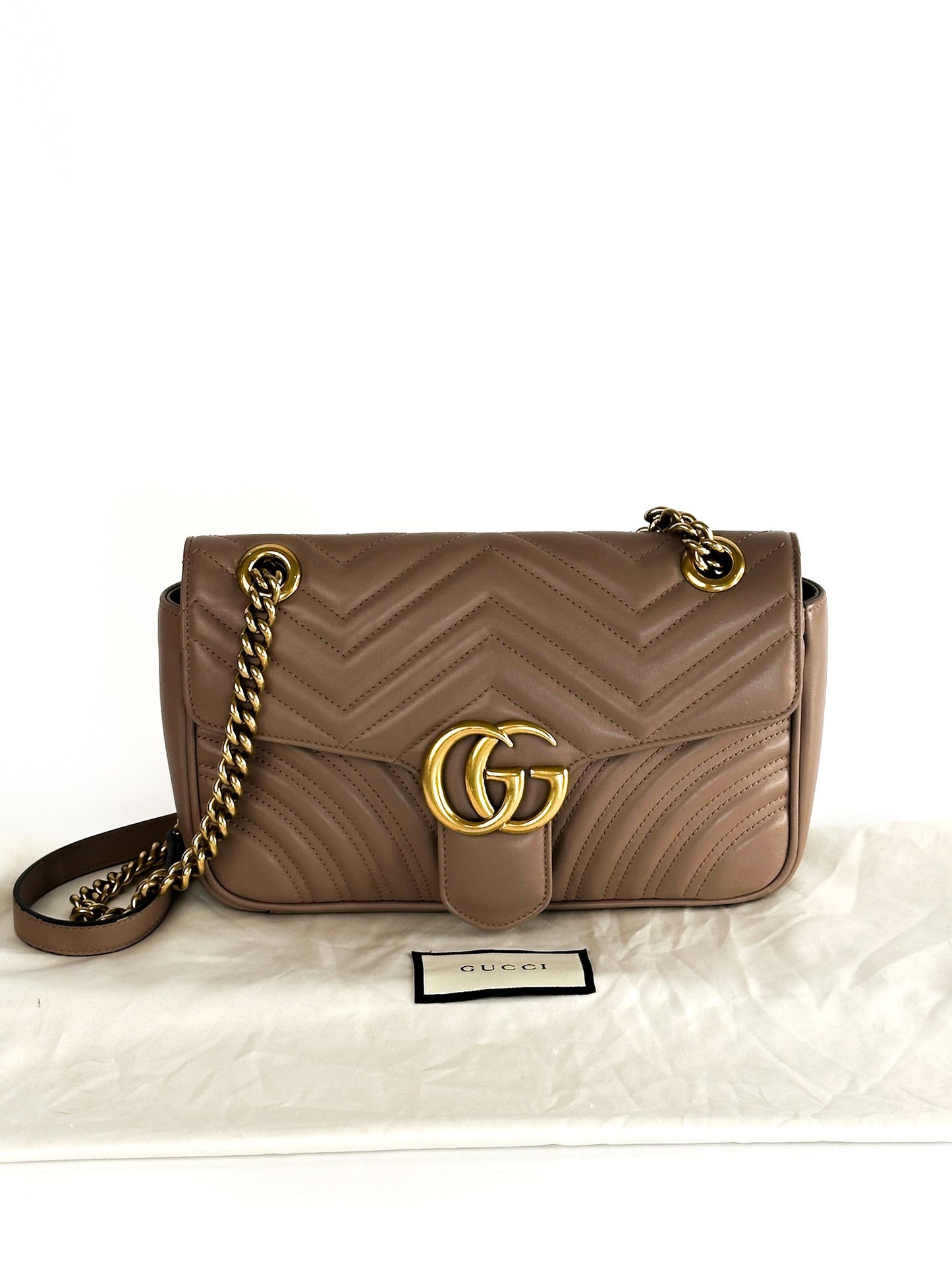 Gucci Calfskin Matelasse Small GG Marmont Shoulder Bag