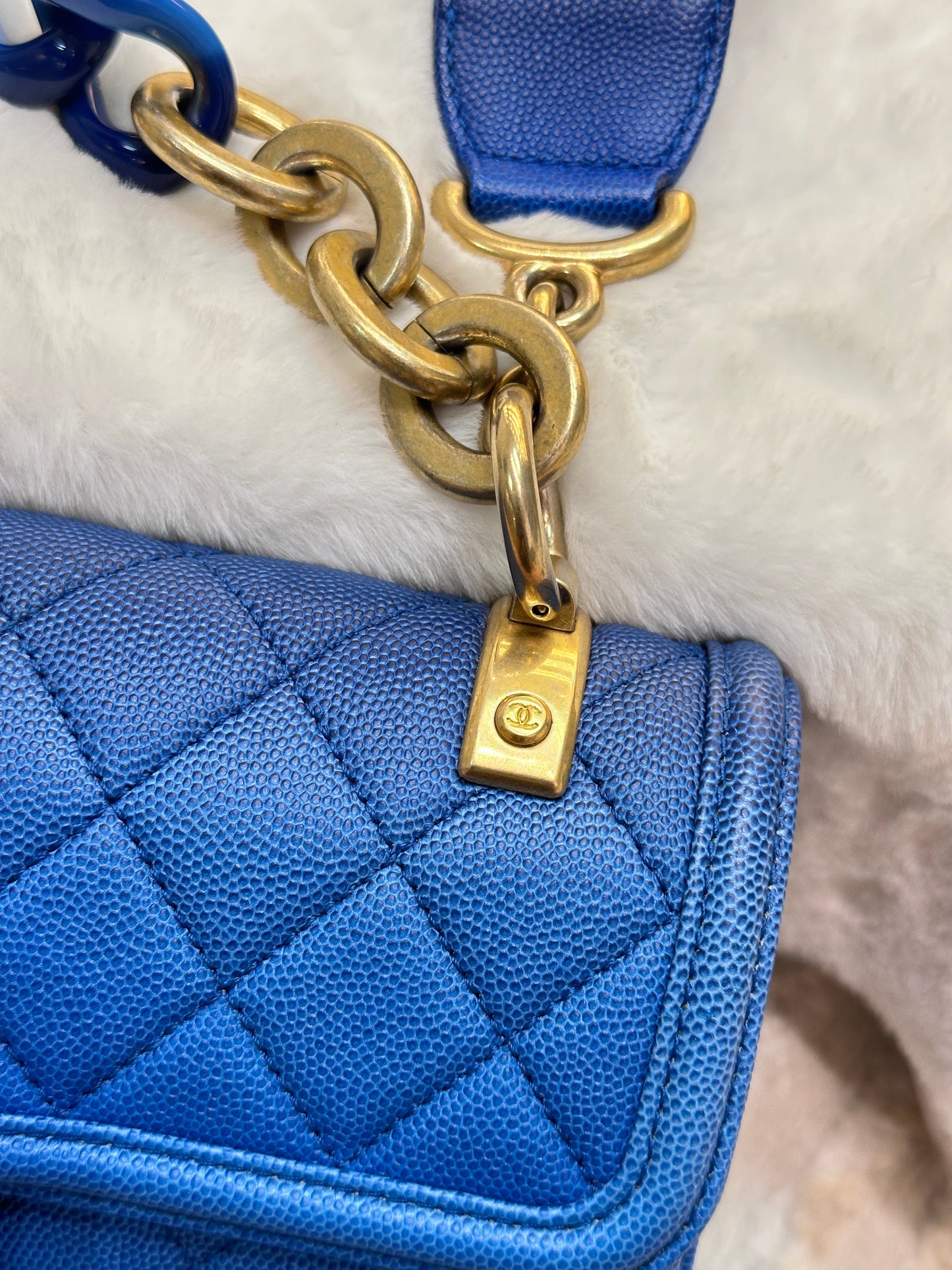 CHANEL Caviar Quilted Small Sunset On The Sea Flap Blue