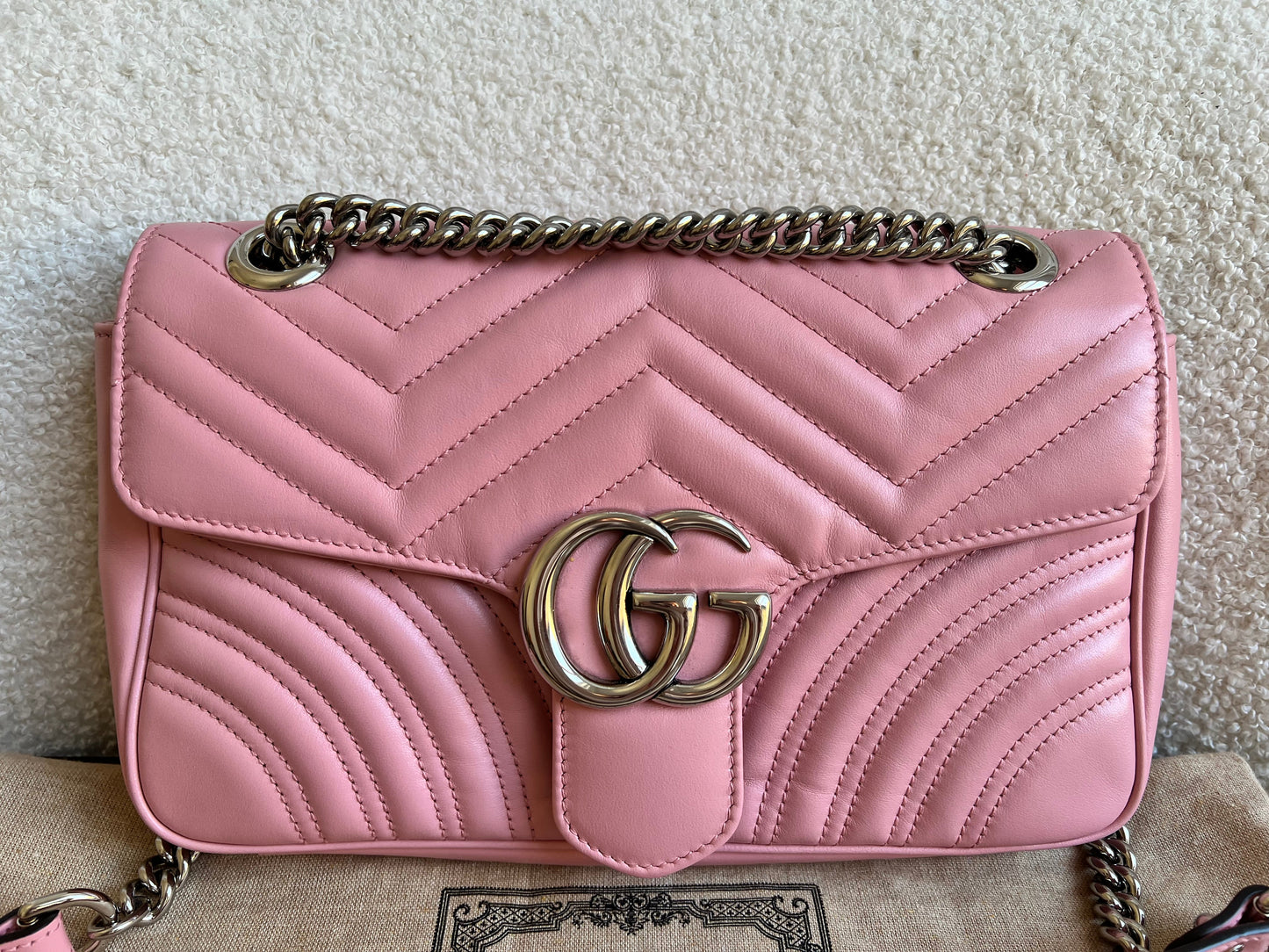 Gucci GG Pale Pink Marmont Small Shoulder Bag (RRP £2070)