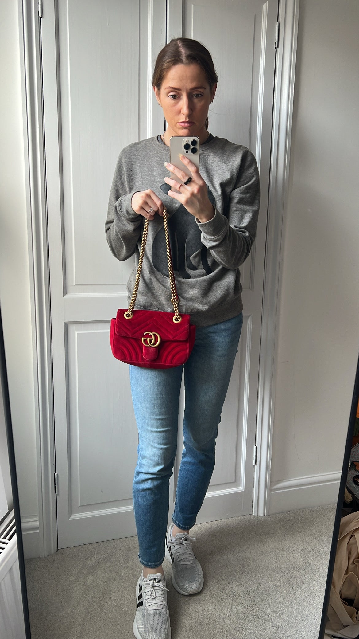 Gucci GG Mini Red Velvet Marmont Mini Shoulder Bag (RRP £1295)