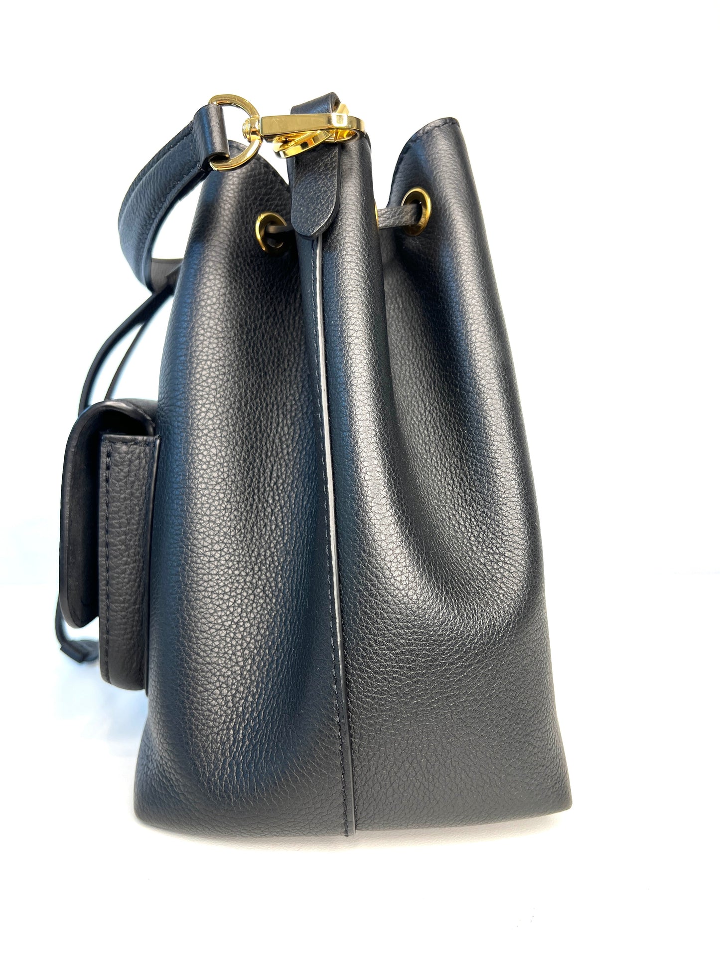 Louis Vuitton Lockme Bucket MM Noir Black Leather Shoulder Bag