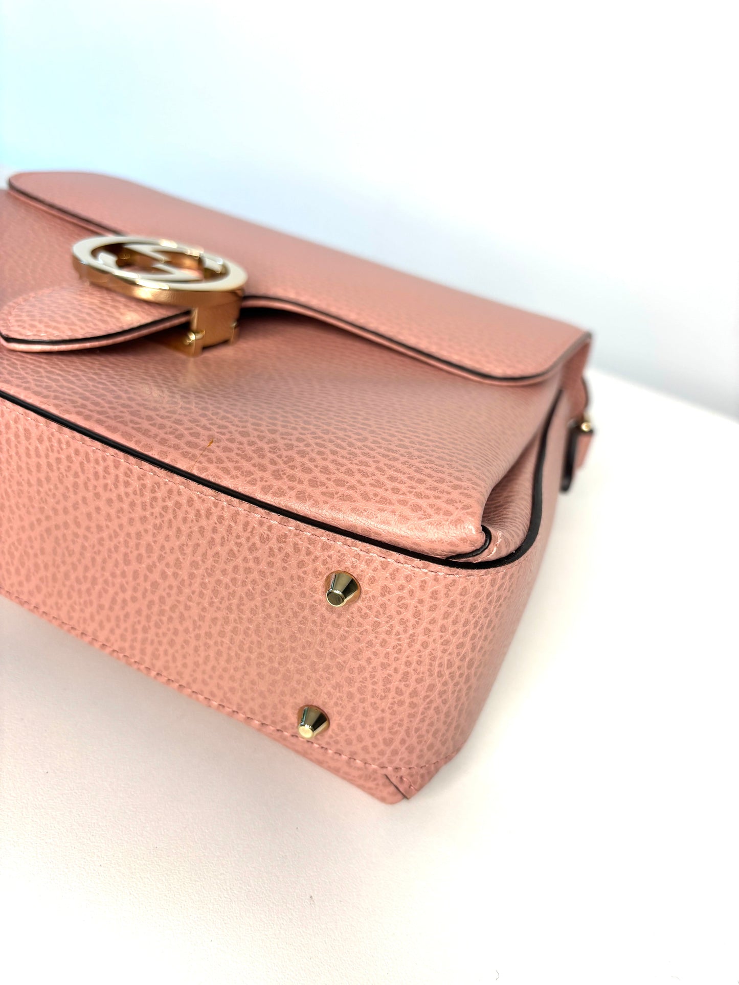 Gucci Interlocking G Top Handle Pink Leather Shoulder Bag - Preloved