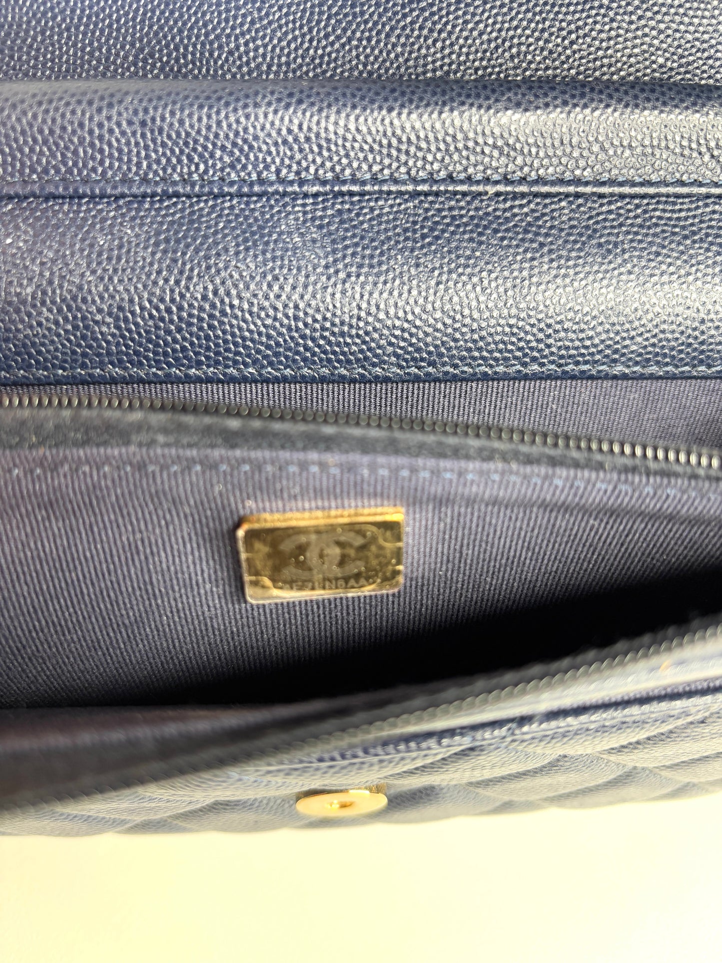 Chanel Wallet On Chain Navy Caviar Gold Tone Hardware Crossbody Bag WOC