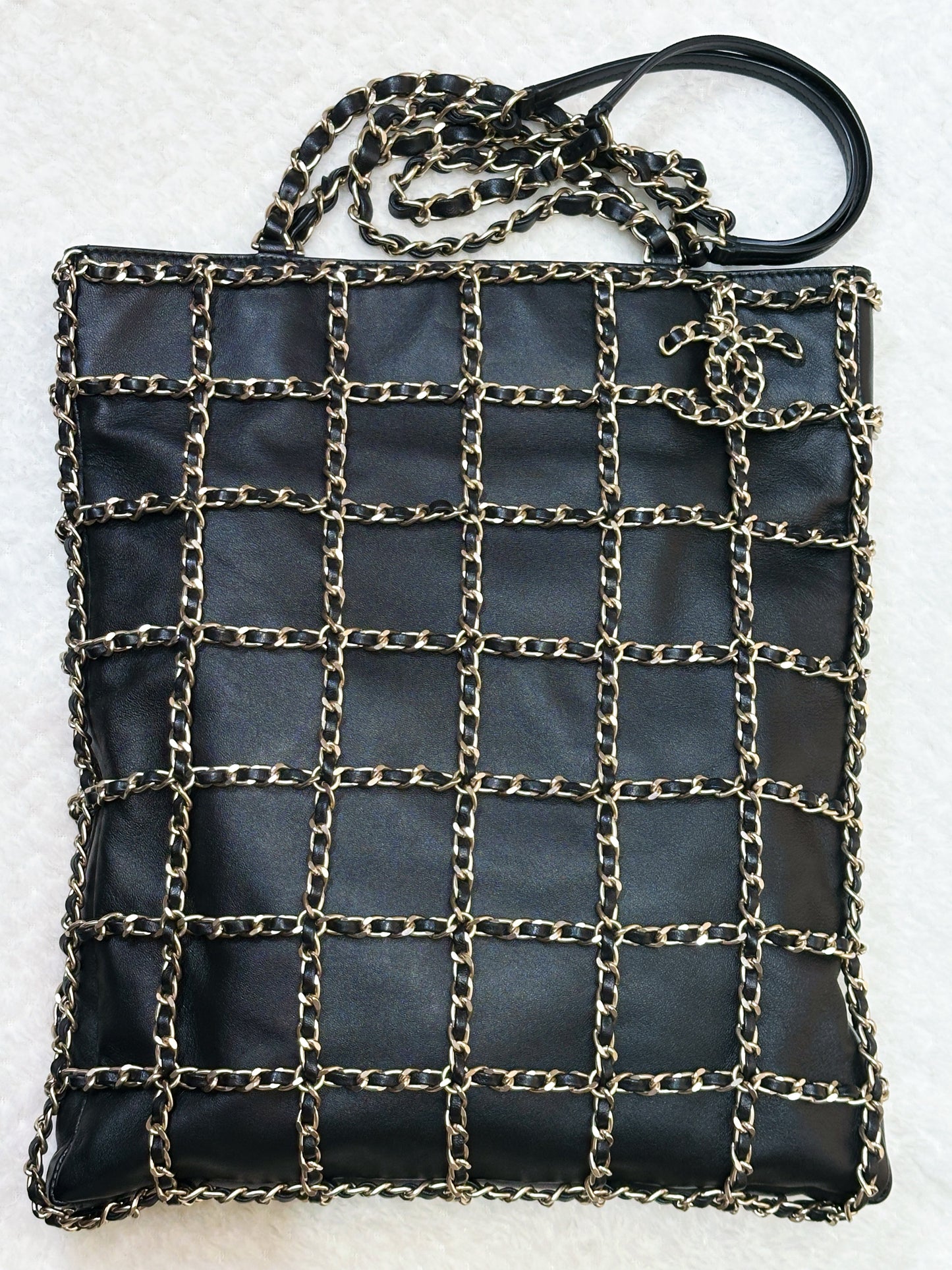 Chanel CC Lambskin Shopping Tote with Chain GHW 2875 holo card