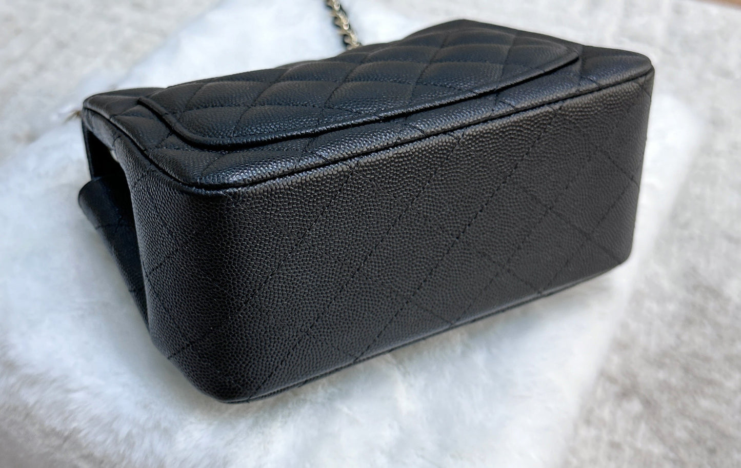 Chanel Black Mini Square Caviar Flap Bag Gold Hardware