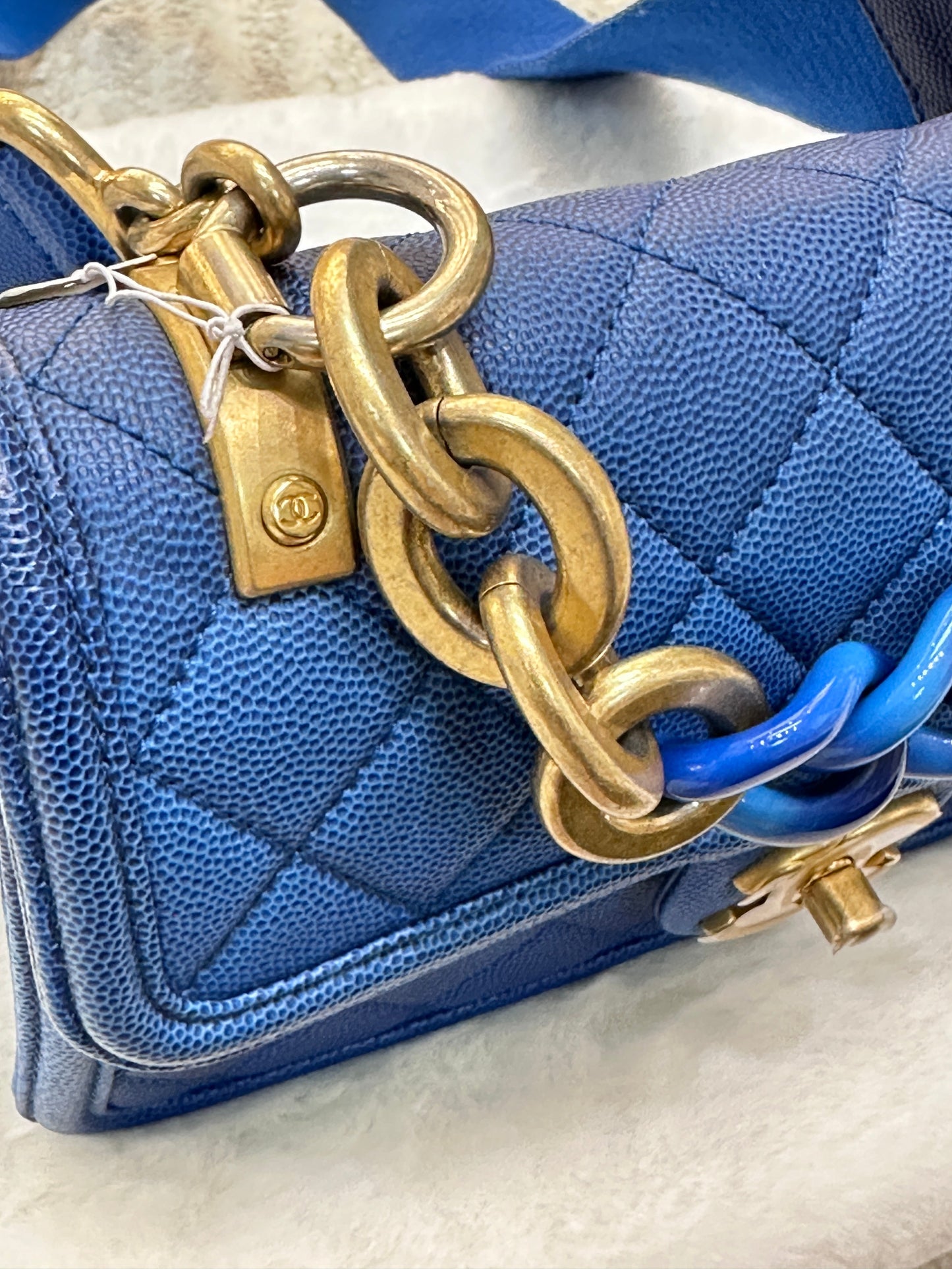CHANEL Caviar Quilted Small Sunset On The Sea Flap Blue
