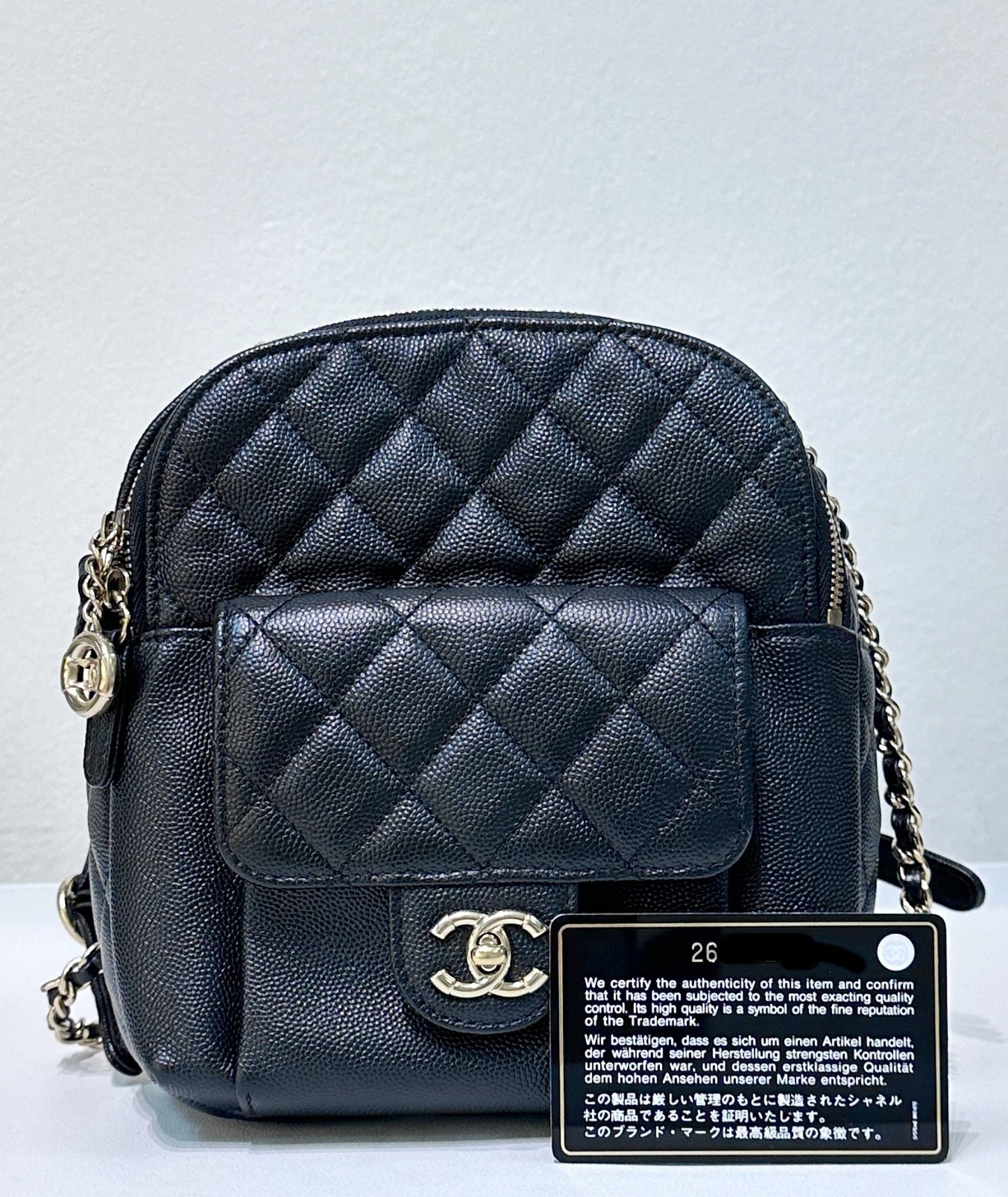 Chanel CC Day Backpack Quilted Caviar Mini