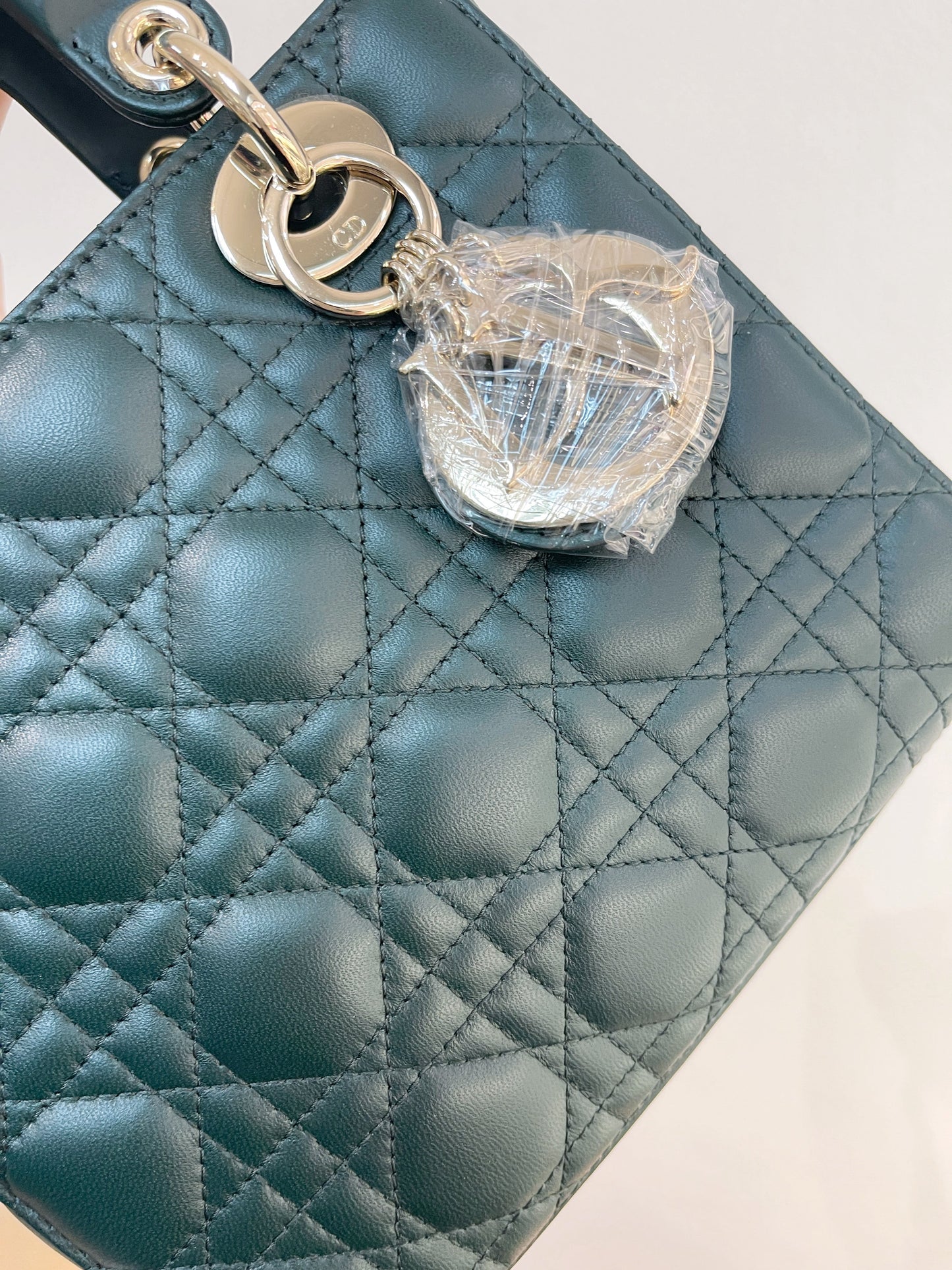 My Lady Dior ABC Small Dark Green  in Lambskin Flap Bag Gold Hardware M0538