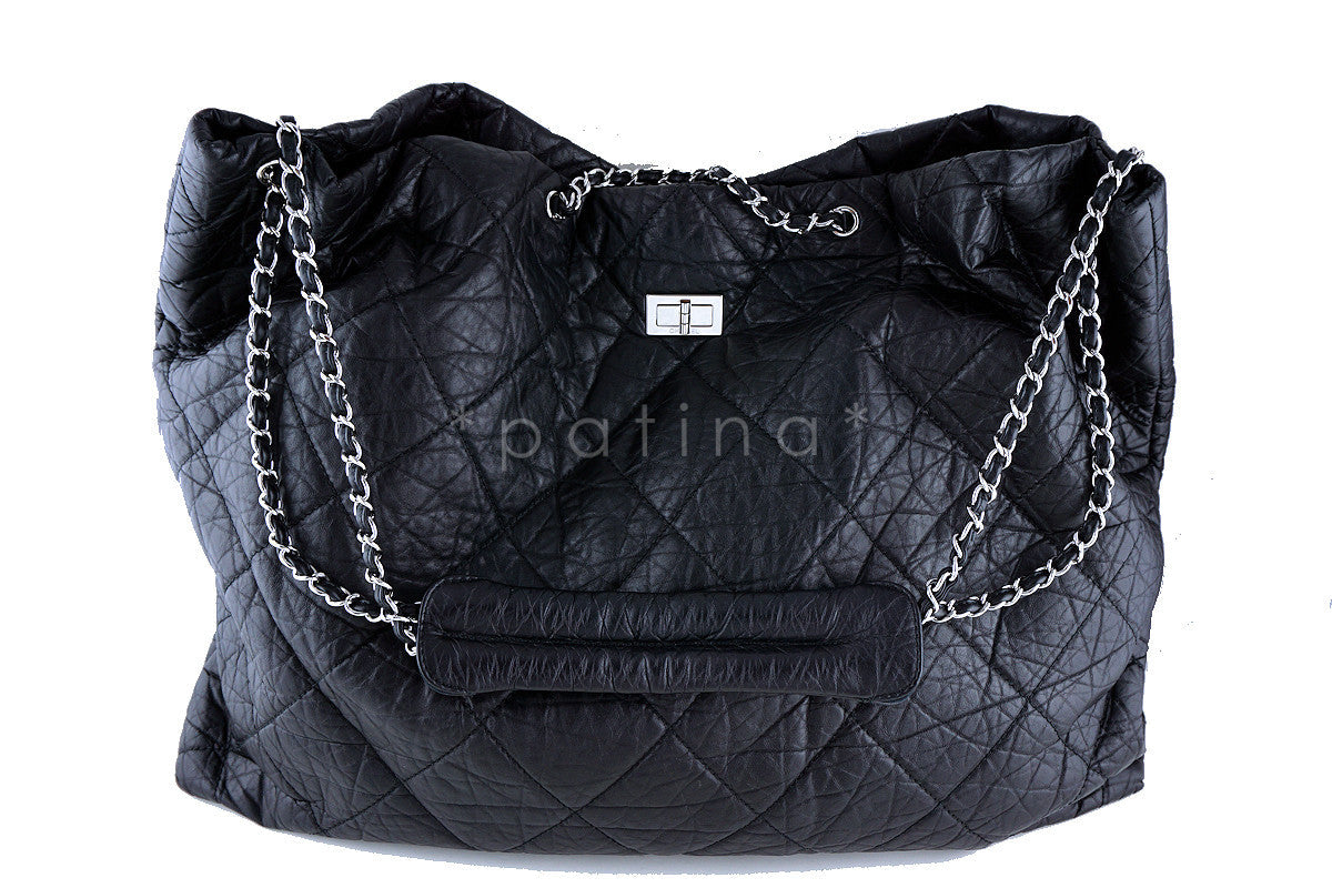 Chanel Black XXL Reissue Giant Surpique Tote Bag
