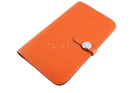 Hermes Large Orange Togo Dogon GM Wallet w/ Coin Purse Bag 9PD