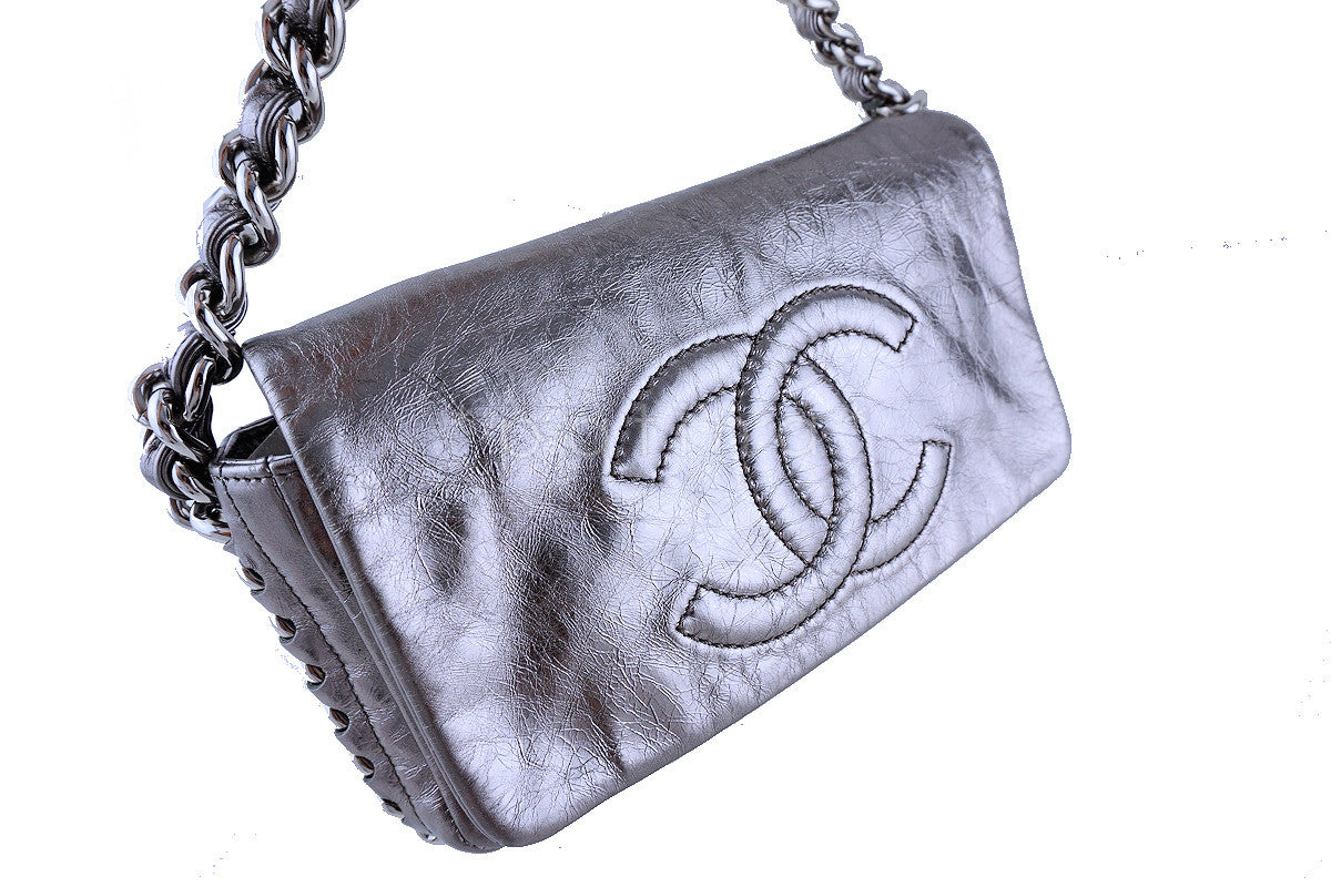 Chanel Silver Luxury Chunky Modern Chain Classic Flap Bag