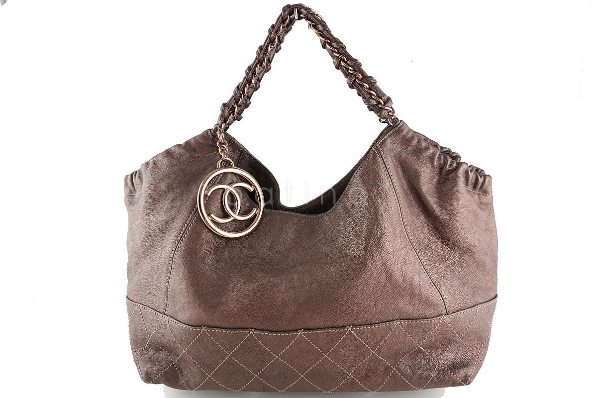 Chanel Rare Rose Gold/Bronze Calfskin Baby Coco Cabas Tote Bag