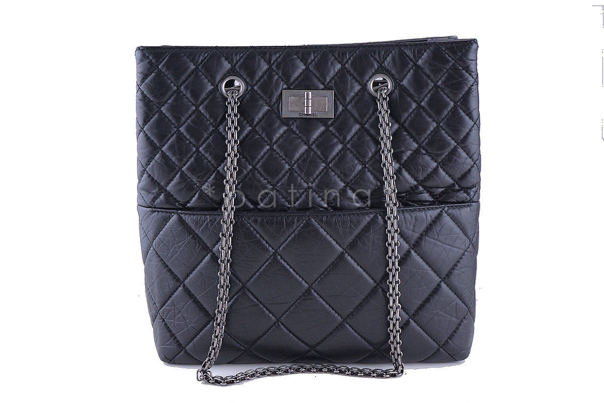 Chanel Black Tall Quilted Large Classic Reissue Tote Bag