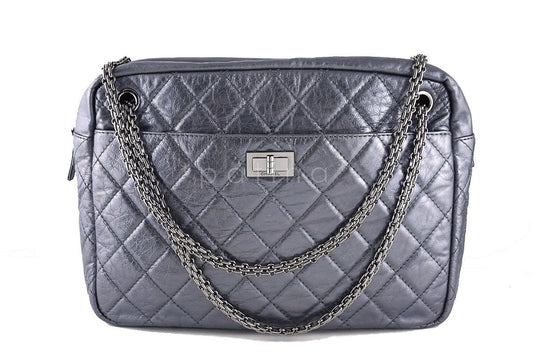 Chanel Jumbo Dark Silver Classic 2.55 Reissue Camera Case Bag