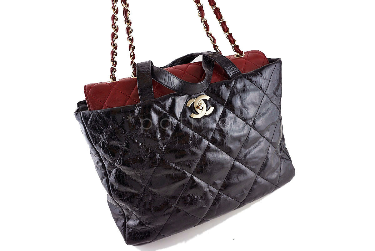 Chanel Black/Red Classic Portobello Executive Shopper Tote Bag