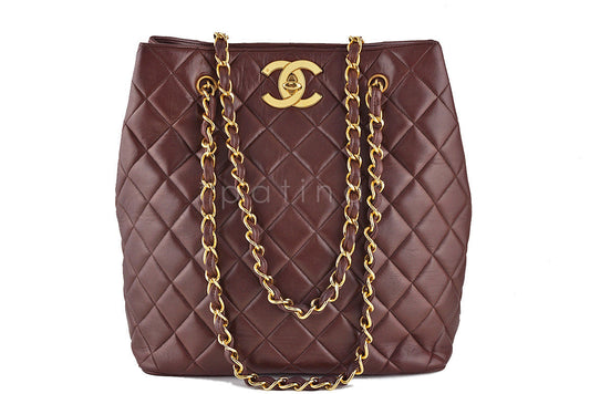 Chanel Chestnut Brown Vintage Jumbo CC Soft Classic Shopper Tote Bag