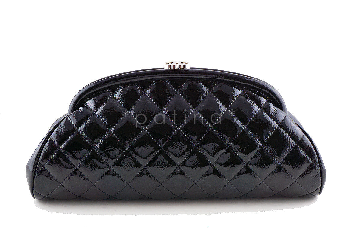 Chanel Black Timeless Quilted Kisslock Clutch Bag