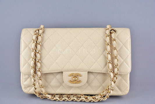 Chanel Light Beige Caviar Medium Classic 2.55 Double Flap Bag