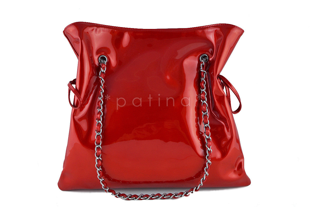 Chanel Red Patent Strass Crystals Bon Bons Shopper Tote Bag