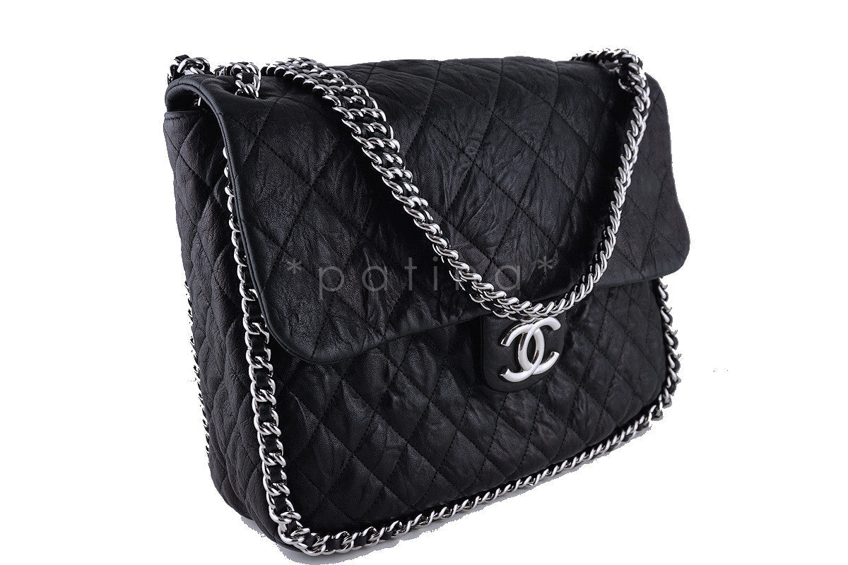 Chanel Black Classic Chain Around Maxi Luxe Flap Bag