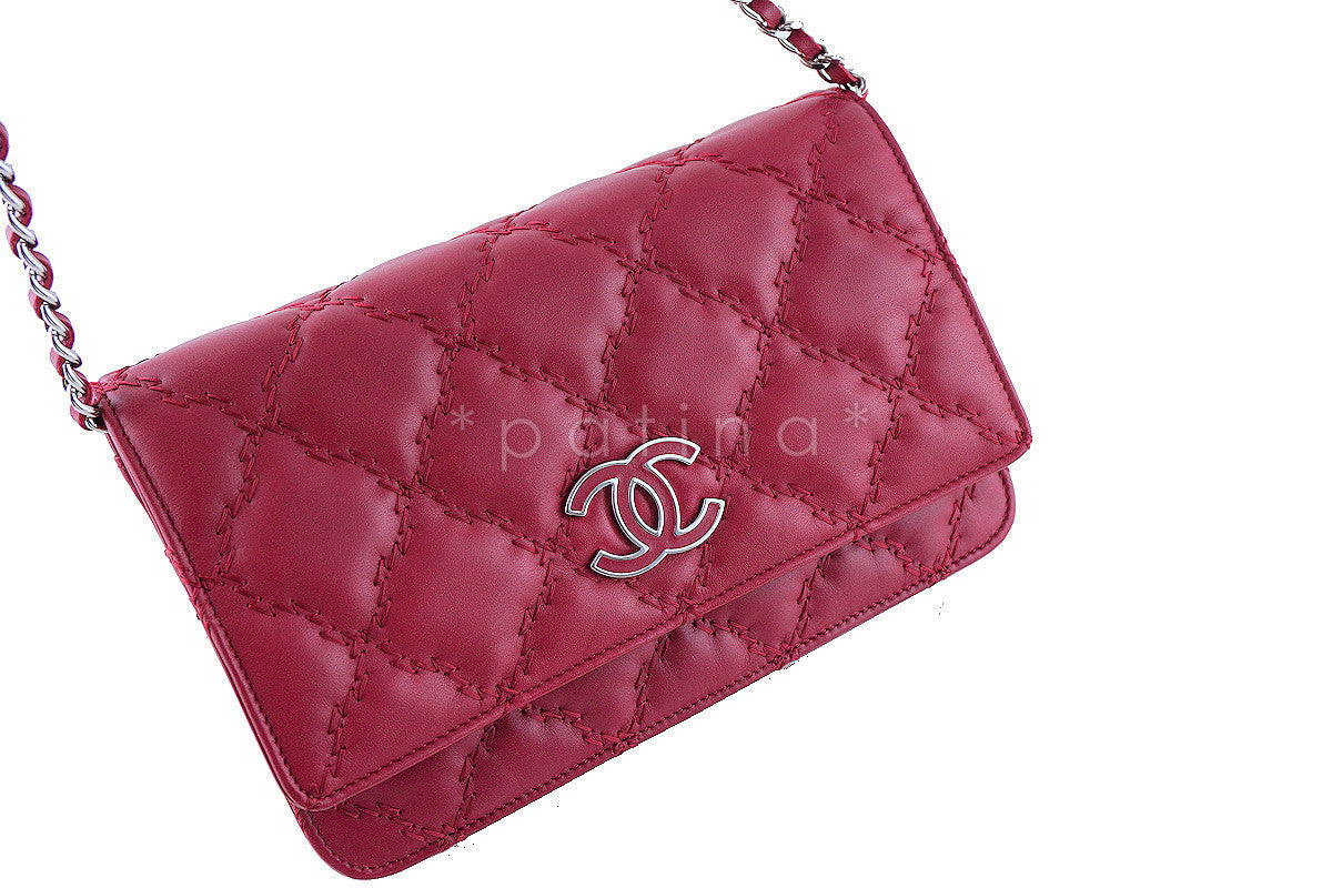 Chanel Red Sensual Quilt Stitched Classic WOC Wallet on Chain Bag