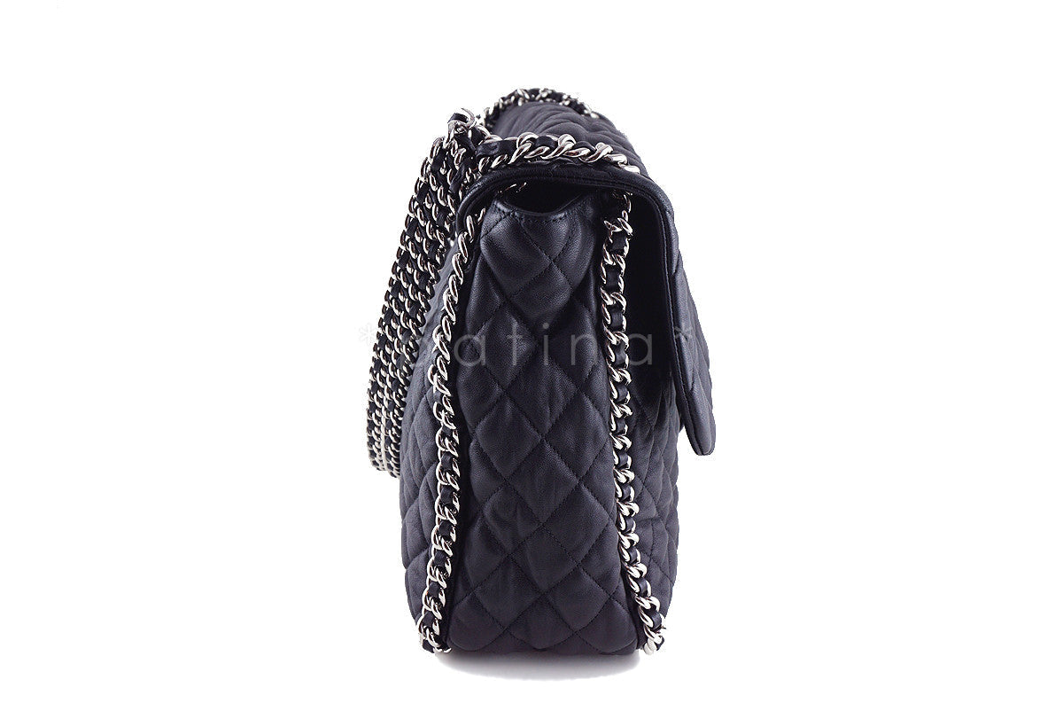 Chanel Black Chain Around Maxi Luxe Flap Jumbo XL Bag