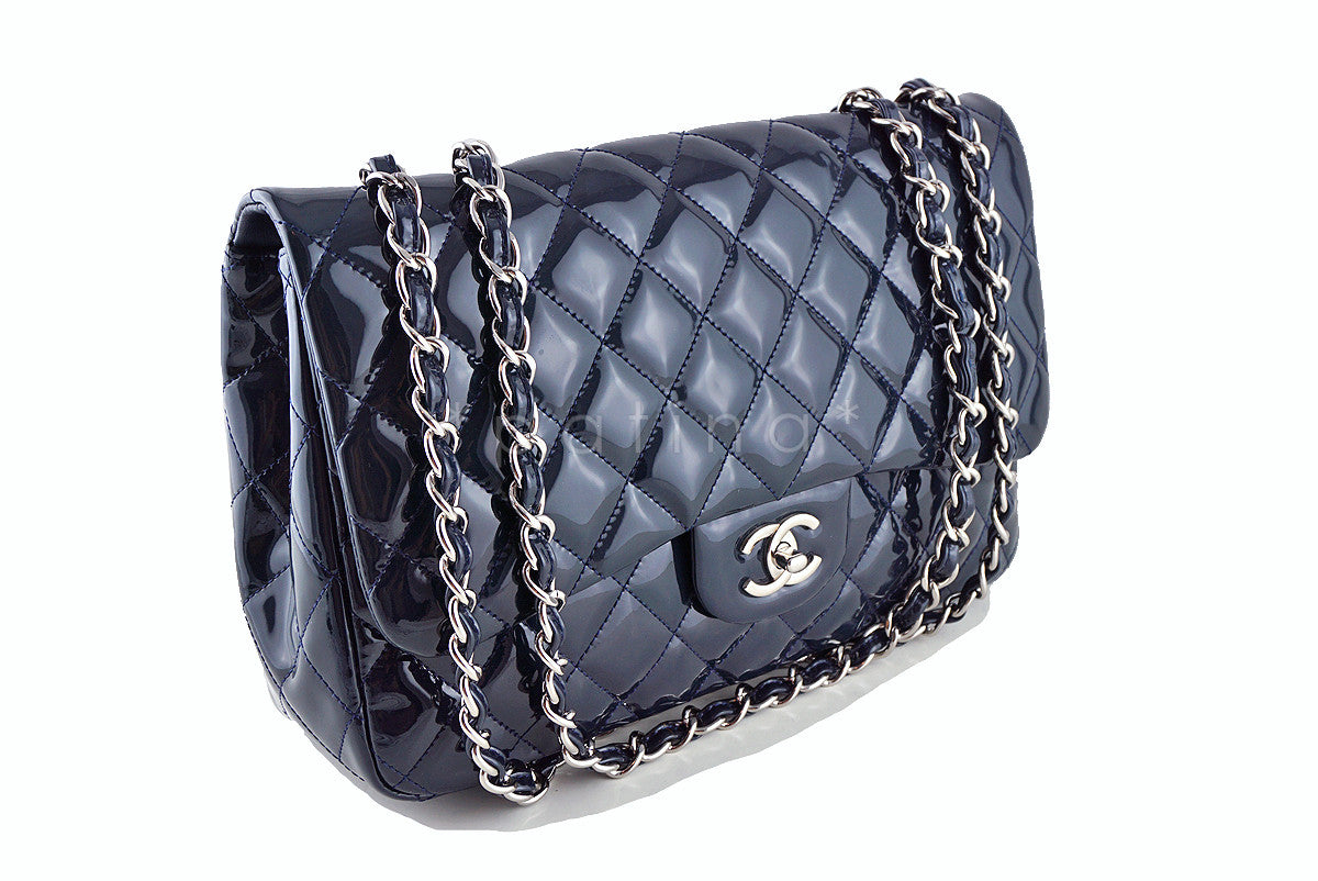 Chanel Navy Patent Jumbo 2.55 Classic Flap Bag