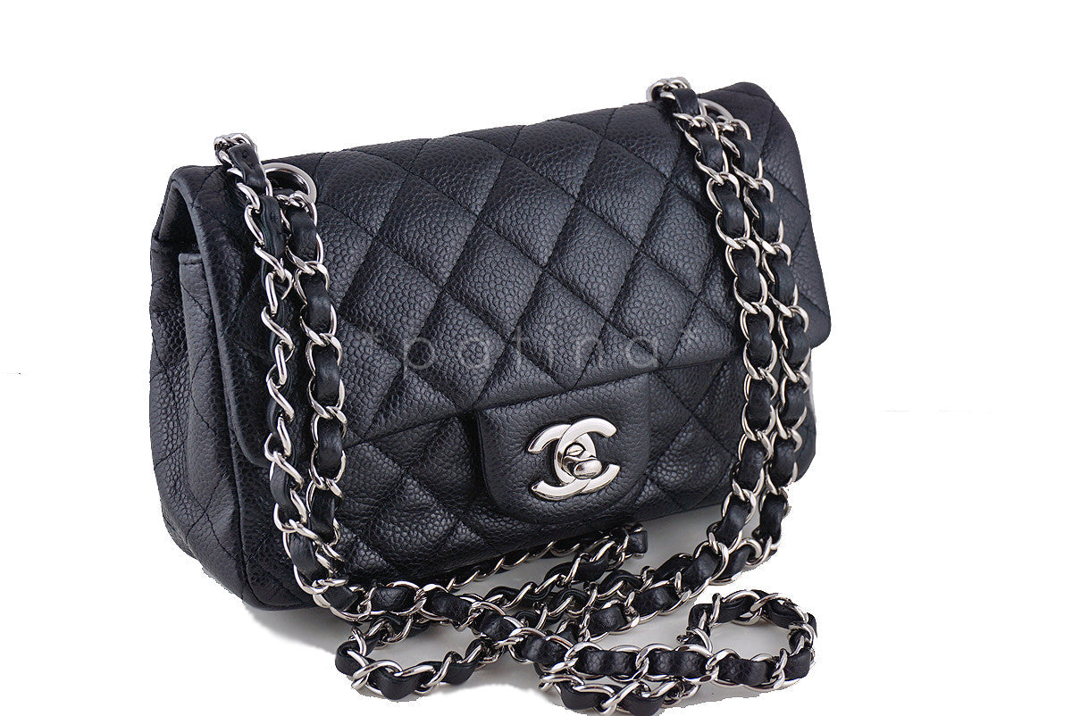 Chanel Black Caviar Mini Flap, Classic 2.55 Rectangular Bag