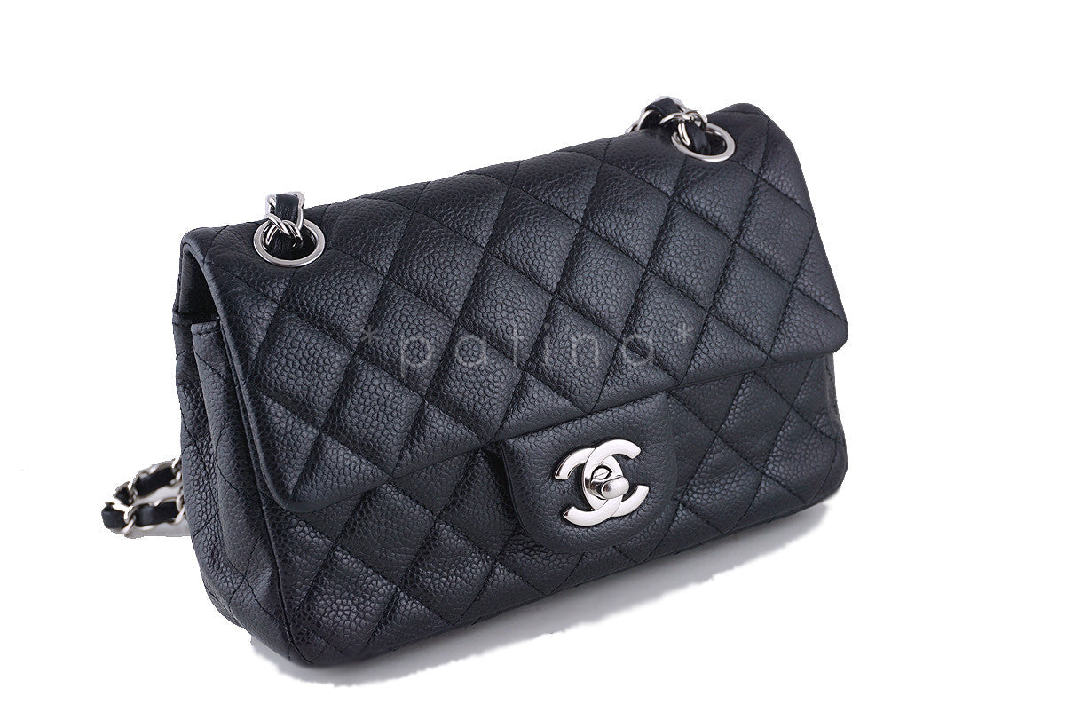 Chanel Black Caviar Mini Flap, Classic 2.55 Rectangular Bag